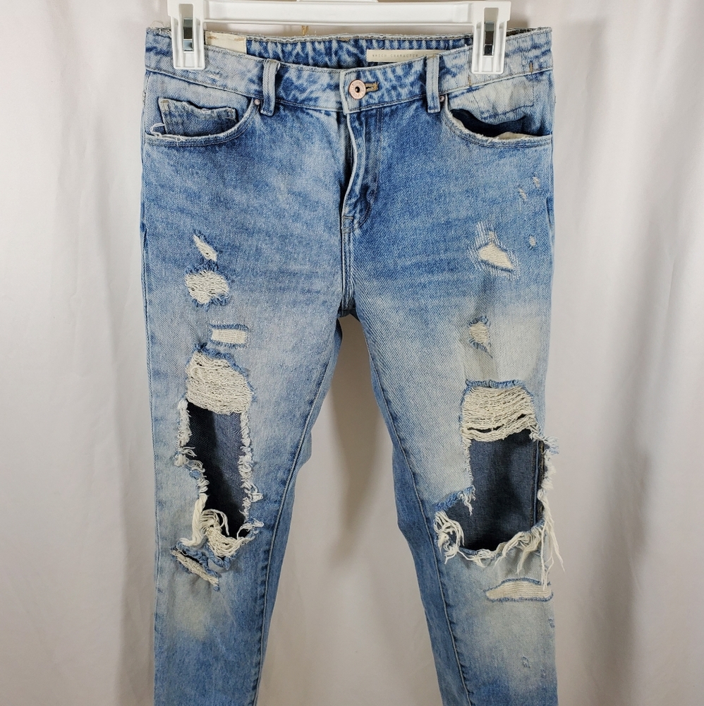 Zara Trafaluc Womens Jeans Size 4 Distressed Slim Ankle The City Girl Light Wash